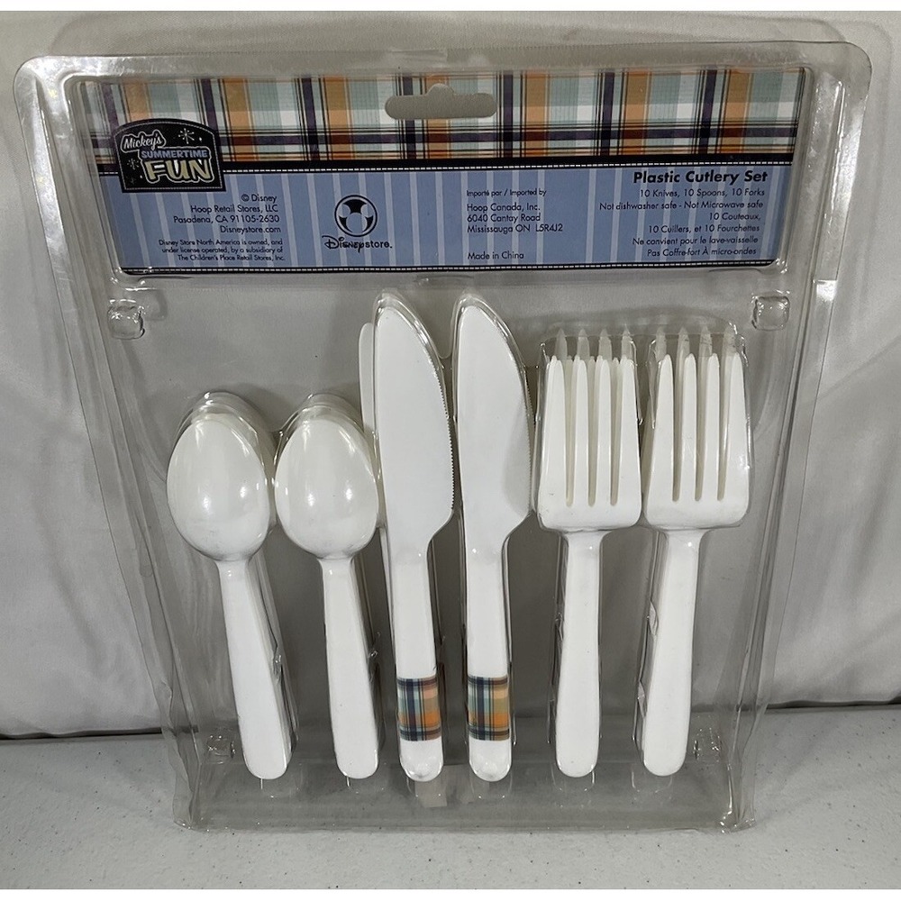Disney Store Mickey's Summertime Fun Plastic Cutlery Set 30 Piece New In Package